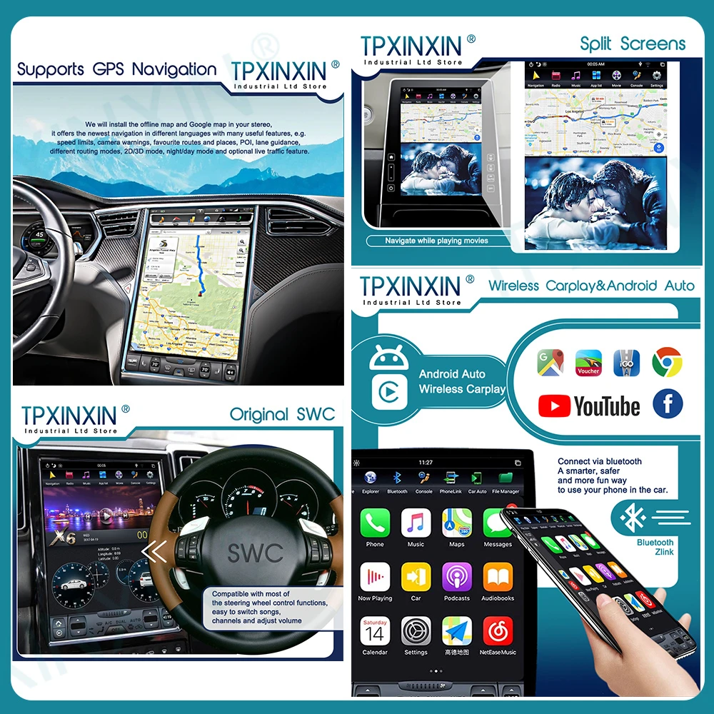 Для Dodge RAM 1500 2500 3500 2014 2015 - 2018 Android 9 Carplay Радиоплеер Автомобильный GPS Навигация Мультимедийное стерео Головное устройство 3