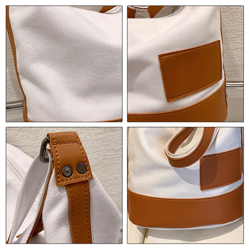 Женская сумка через плечо 2022, модный дизайн в стиле пэчворк, сумка для покупок, Легкая Холщовая повседневная сумка-мессенджер Большой Емкости X9 5