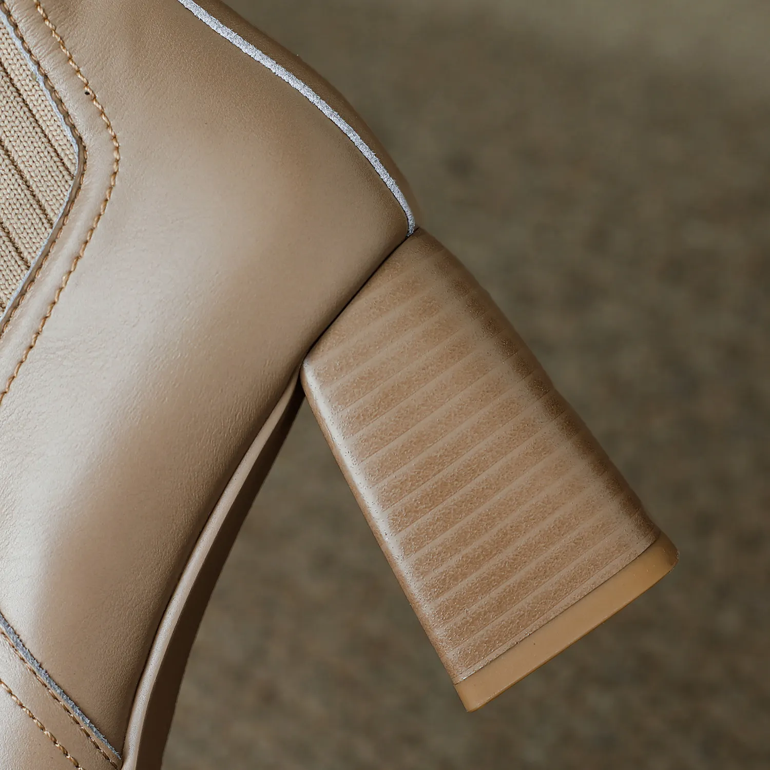 Женские ботильоны из коровьей кожи с разрезом, на высоком массивном каблуке, вязаные шерстяные слипоны, качественные Дизайнерские весенне-осенние ботинки с носком, Большой Размер 42 5
