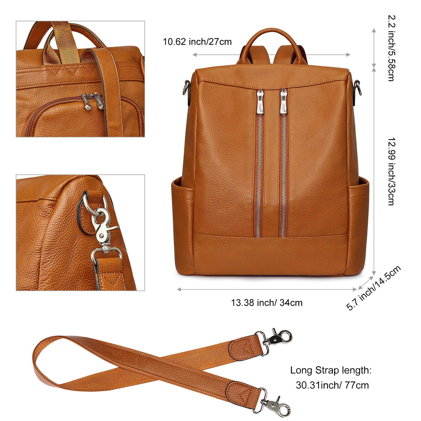 Женский Рюкзак-кошелек из натуральной кожи S-ZONE, модный противоугонный рюкзак, женская школьная сумка на плечо среднего размера 2
