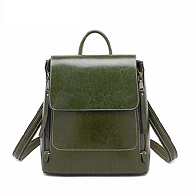 Женский рюкзак из натуральной кожи с маслом и воском, школьная сумка для книг, женский рюкзак для девочек, сумки через плечо 3