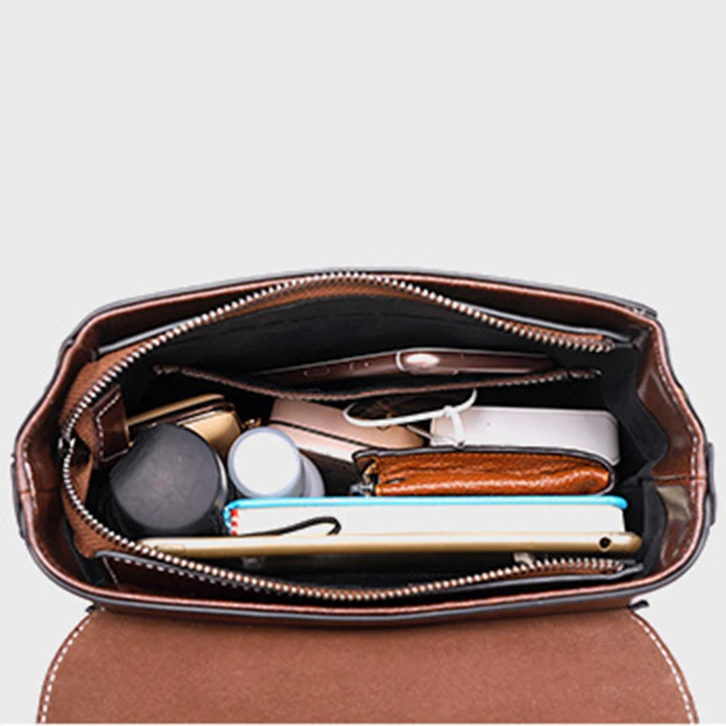 Женский рюкзак из натуральной кожи с маслом и воском, школьная сумка для книг, женский рюкзак для девочек, сумки через плечо 5