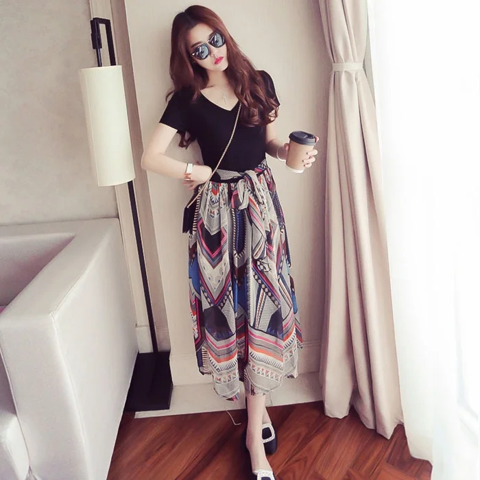 Женское платье в корейском стиле ретро, шифоновые платья с V-образным вырезом и коротким рукавом-YIHUA 3