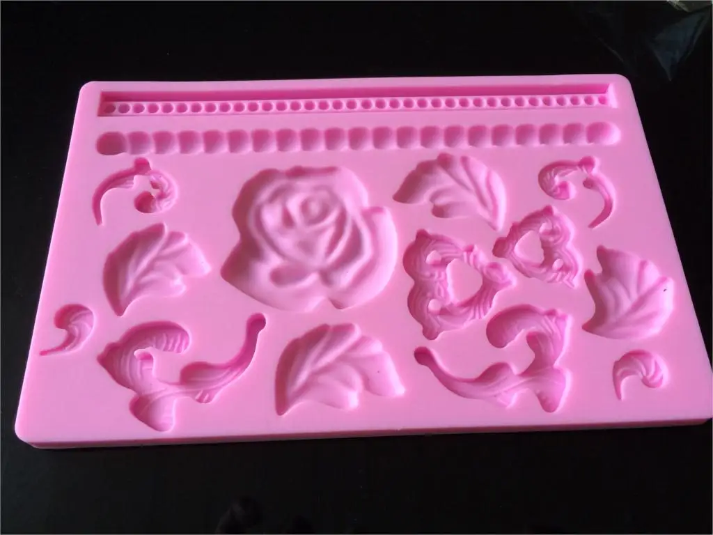 Инструмент для помадки, форма для выпечки в форме Розы, Силиконовое тиснение, Сахарный арт-цветок D915 4