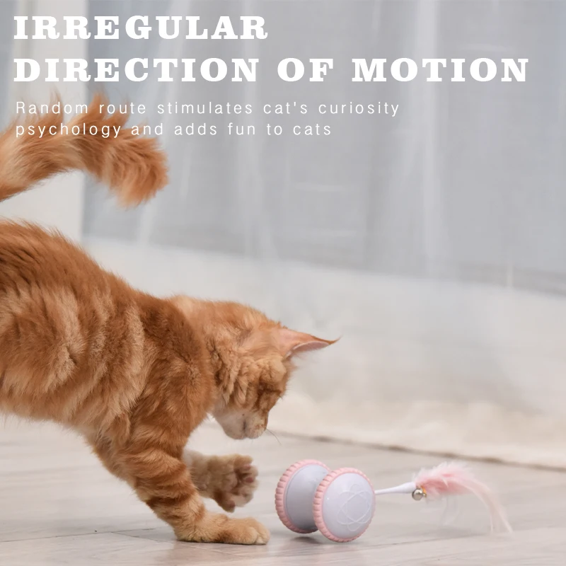 Интерактивная электрическая игрушка для собак и кошек С питанием от Micro USB, Автоматически меняющая направление, Дразнящая палочка, шарик, вращающиеся колеса 2