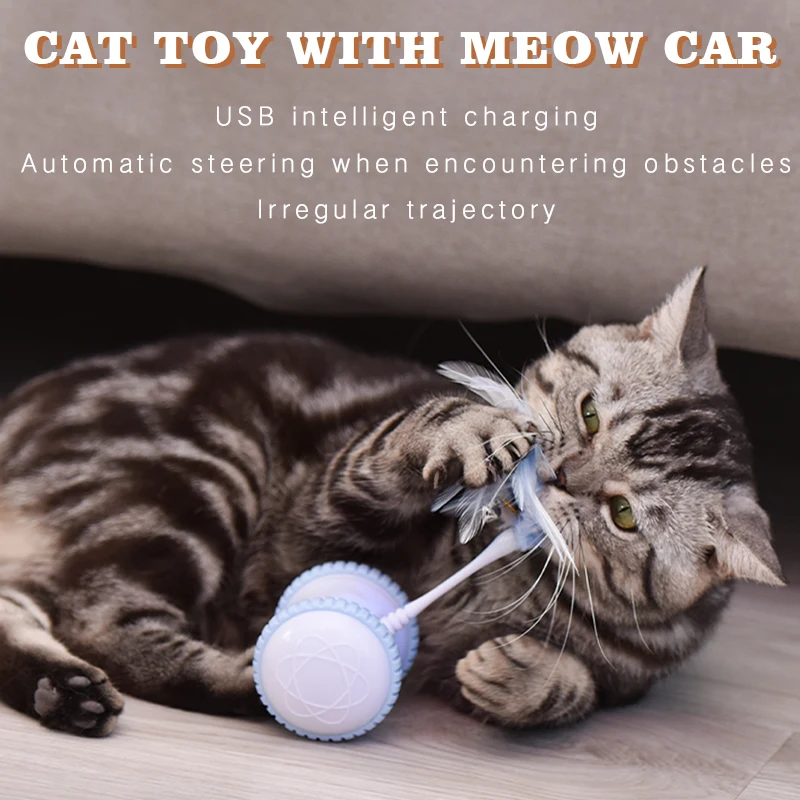 Интерактивная электрическая игрушка для собак и кошек С питанием от Micro USB, Автоматически меняющая направление, Дразнящая палочка, шарик, вращающиеся колеса 4