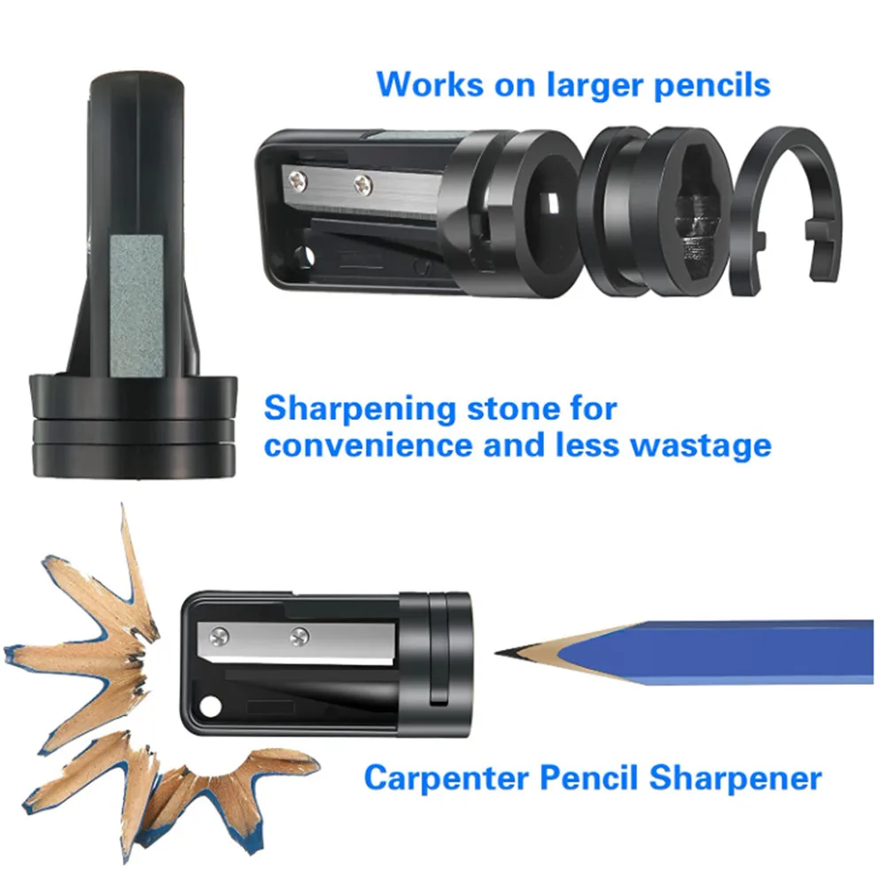 Карандаш для разметки древесины с точилкой для карандашей и силиконовым выдвижным держателем ручки для инструментов для разметки древесины 2