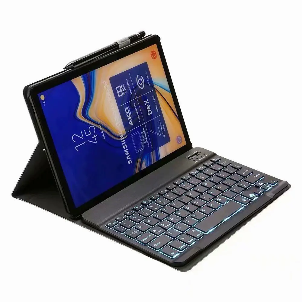 Клавиатура 7 цветов с подсветкой, легкий чехол для iPad 9,7 2017 2018 5th 6th Air Air 2 Pro 9,7, планшет с Bluetooth-клавиатурой, чехол + пленка + ручка 0