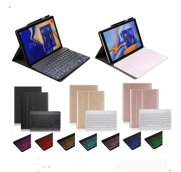 Клавиатура 7 цветов с подсветкой, легкий чехол для iPad 9,7 2017 2018 5th 6th Air Air 2 Pro 9,7, планшет с Bluetooth-клавиатурой, чехол + пленка + ручка 1