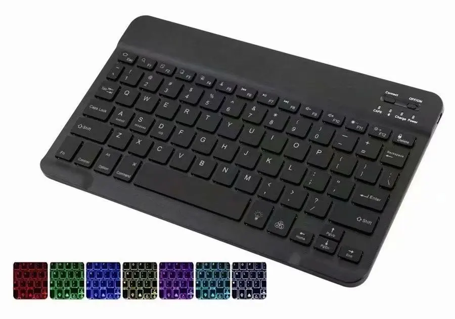 Клавиатура 7 цветов с подсветкой, легкий чехол для iPad 9,7 2017 2018 5th 6th Air Air 2 Pro 9,7, планшет с Bluetooth-клавиатурой, чехол + пленка + ручка 3