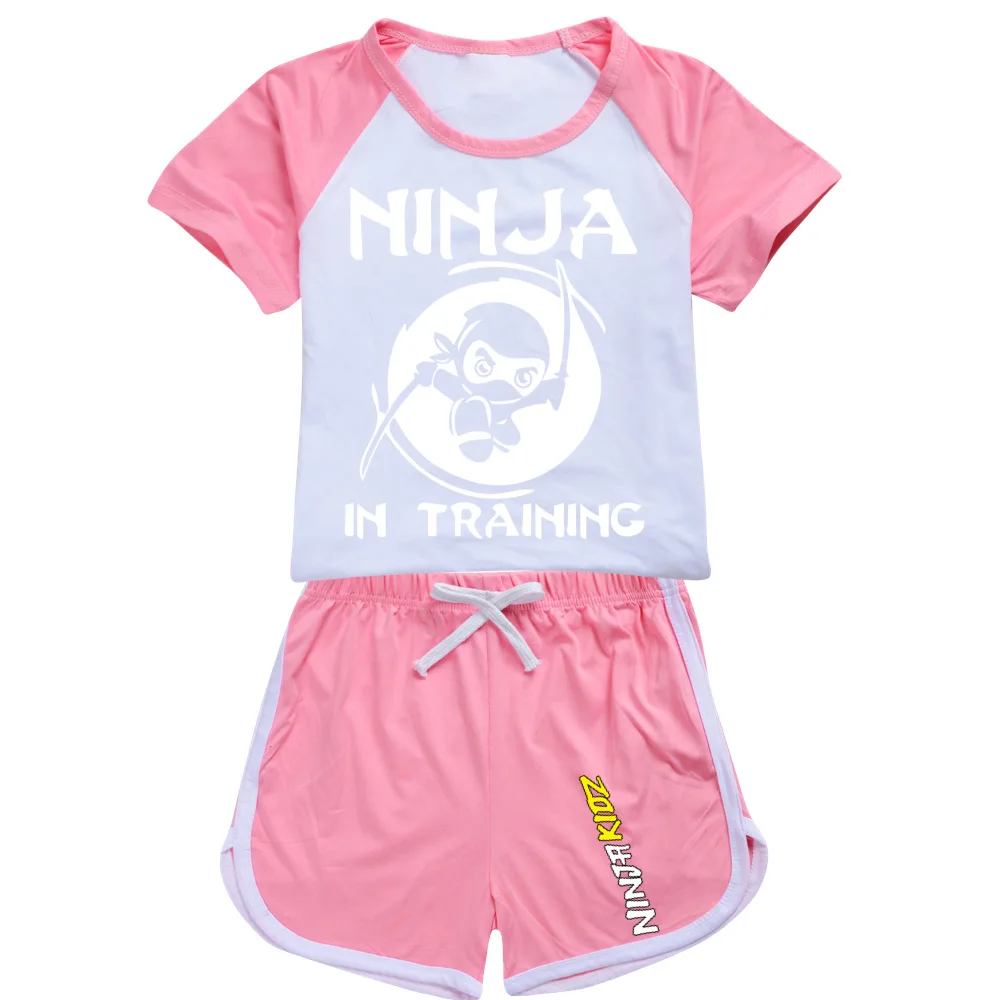 Комплект летней одежды для девочек и мальчиков NINJA KIDZ, детская спортивная футболка + брюки, комплект из 2 предметов, Детская одежда, Удобная одежда, пижама 3