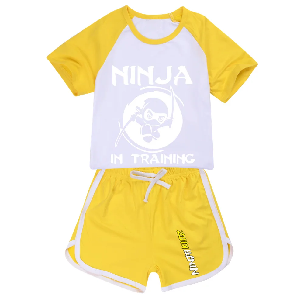 Комплект летней одежды для девочек и мальчиков NINJA KIDZ, детская спортивная футболка + брюки, комплект из 2 предметов, Детская одежда, Удобная одежда, пижама 4