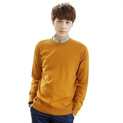 Корейская версия осенне-зимнего мужского шерстяного свитера большого размера с V-образным вырезом, свободного однотонного мужского свитера, базовая рубашка 4