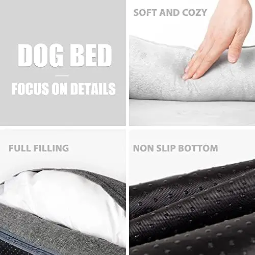 Кровать для собак с основанием из пены с эффектом памяти -Диван для отдыха для собак со съемным моющимся чехлом, Кушетки для домашних животных для маленьких собак и кошек (средний 2