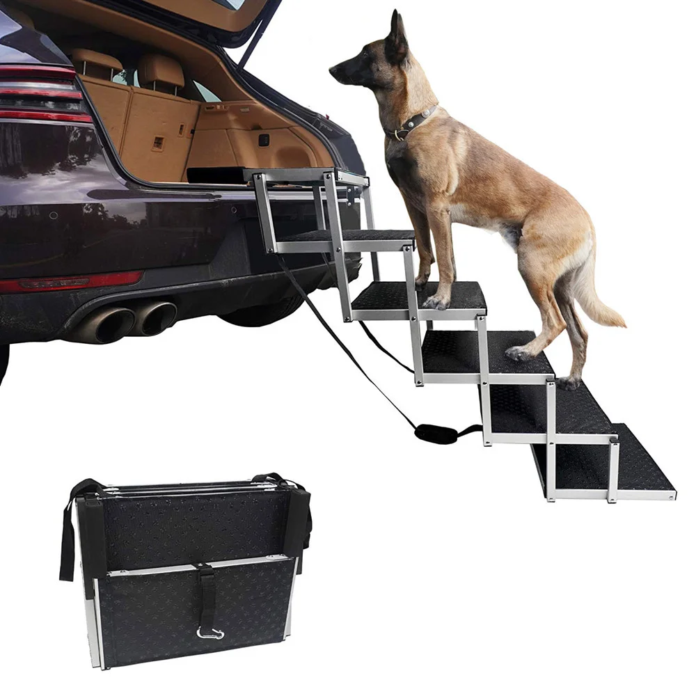 Лестница для Домашних животных с Нескользящей Поверхностью из Алюминия Fram Cat Dog для Кроватей Грузовиков Легковых автомобилей SUV Весом 200 Фунтов 2