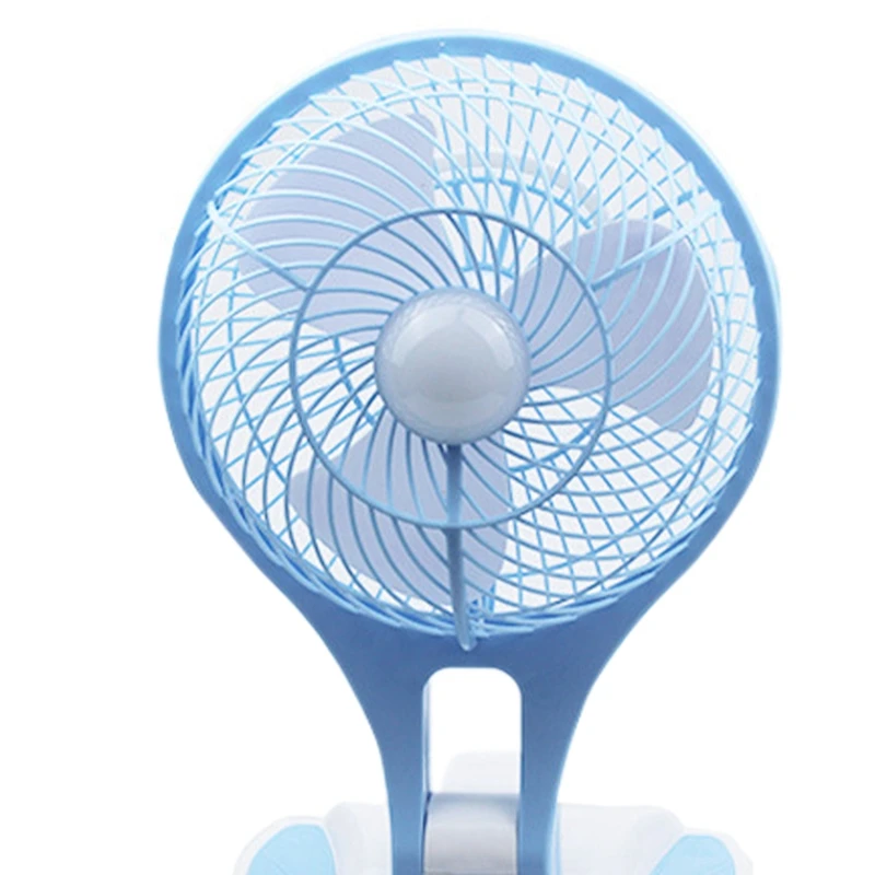Мини-вентилятор Складной электрический вентилятор Мультяшный портативный вентилятор Настольный вентилятор Портативный настольный домашний с основанием синего цвета 1