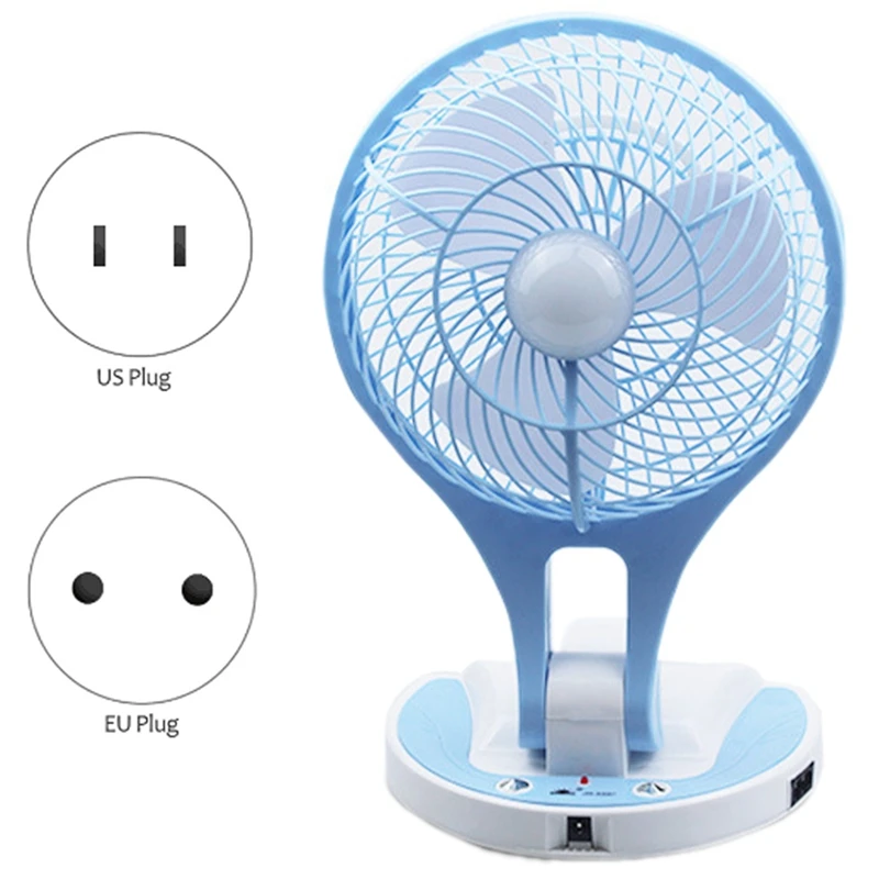 Мини-вентилятор Складной электрический вентилятор Мультяшный портативный вентилятор Настольный вентилятор Портативный настольный домашний с основанием синего цвета 5