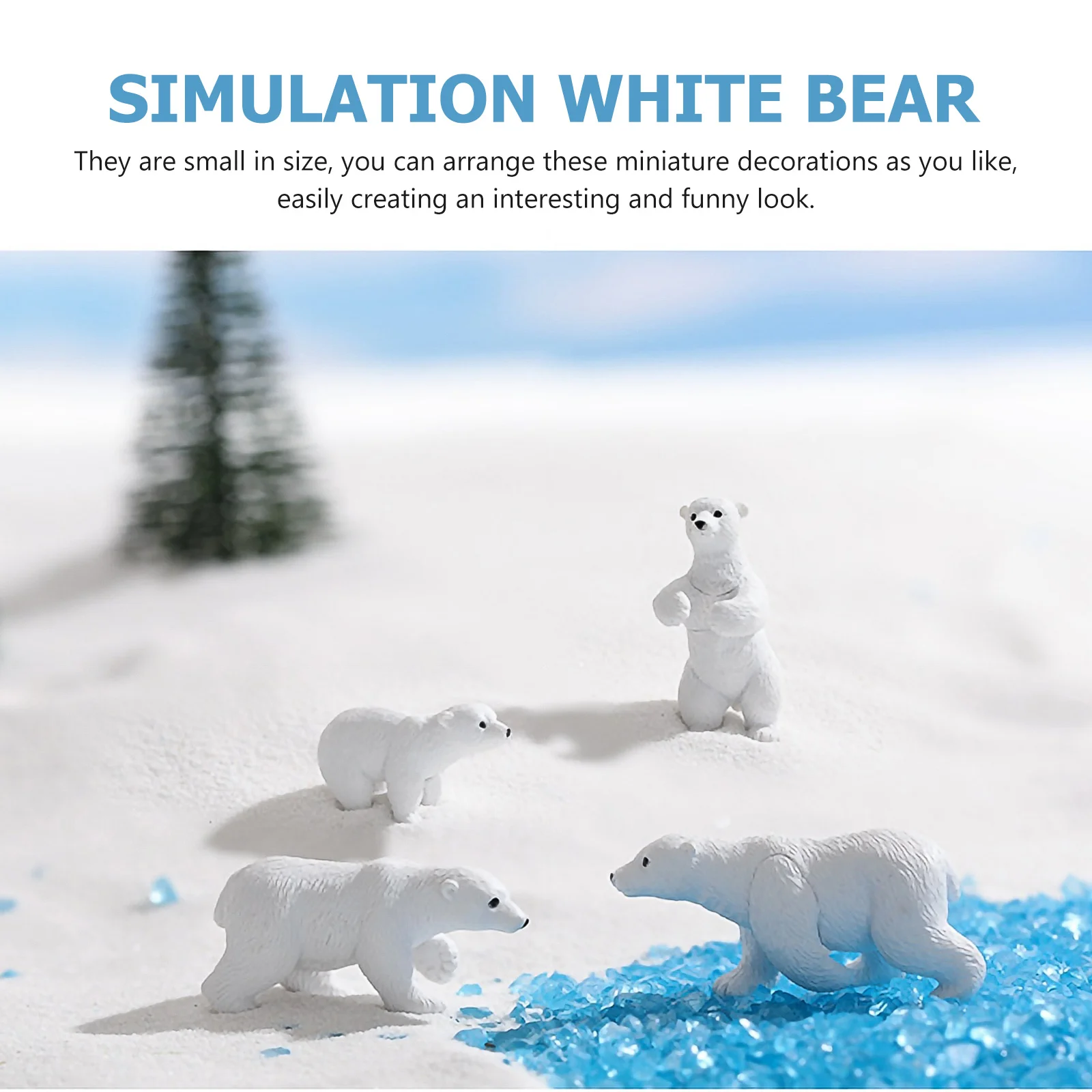 Миниатюрная модель украшения из смолы, Белая Статуэтка Белого Медведя с Микро-Пейзажем 2