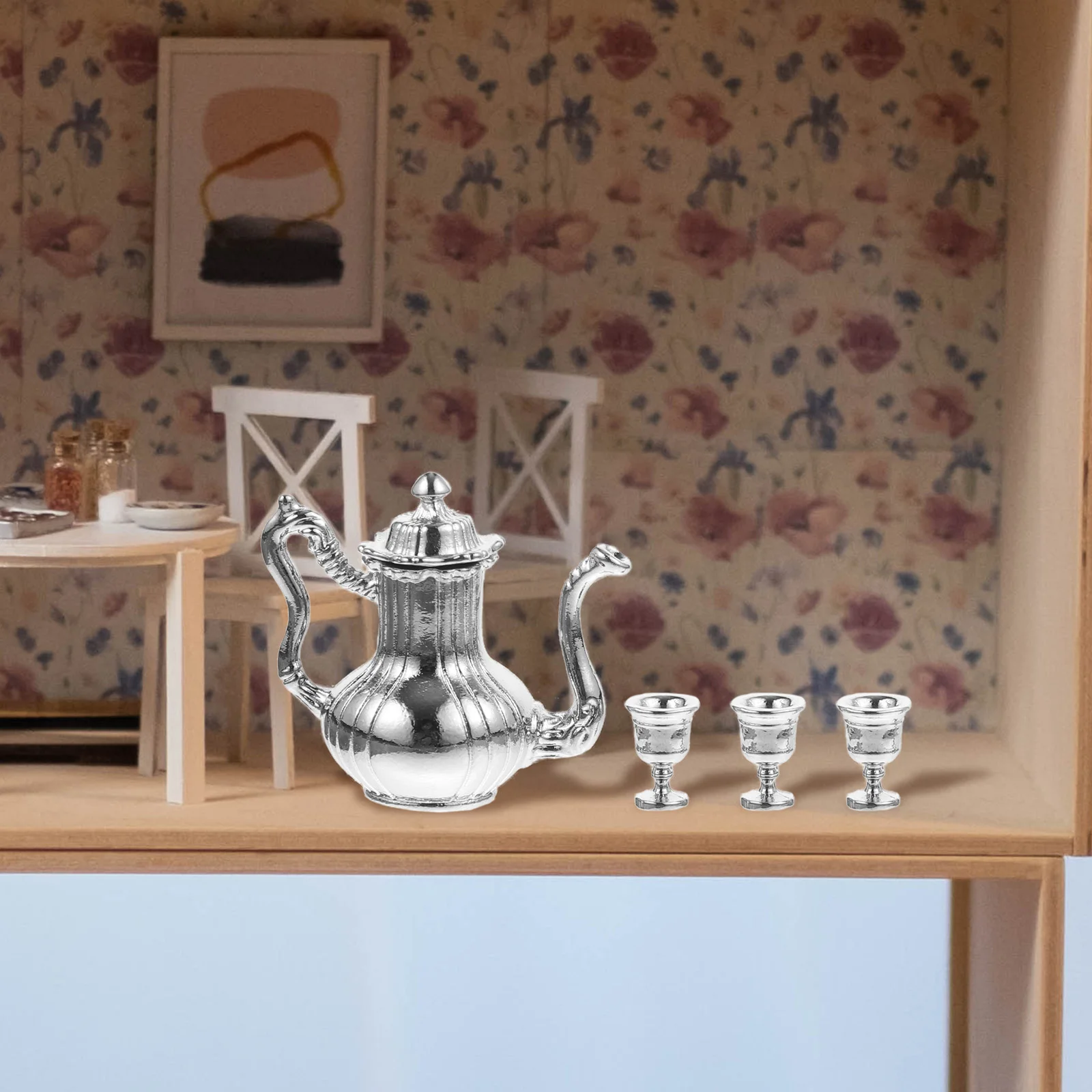 Миниатюрные Чайные чашки, игрушки, кухонные принадлежности, Чайник, предметы домашнего декора, Металл 4