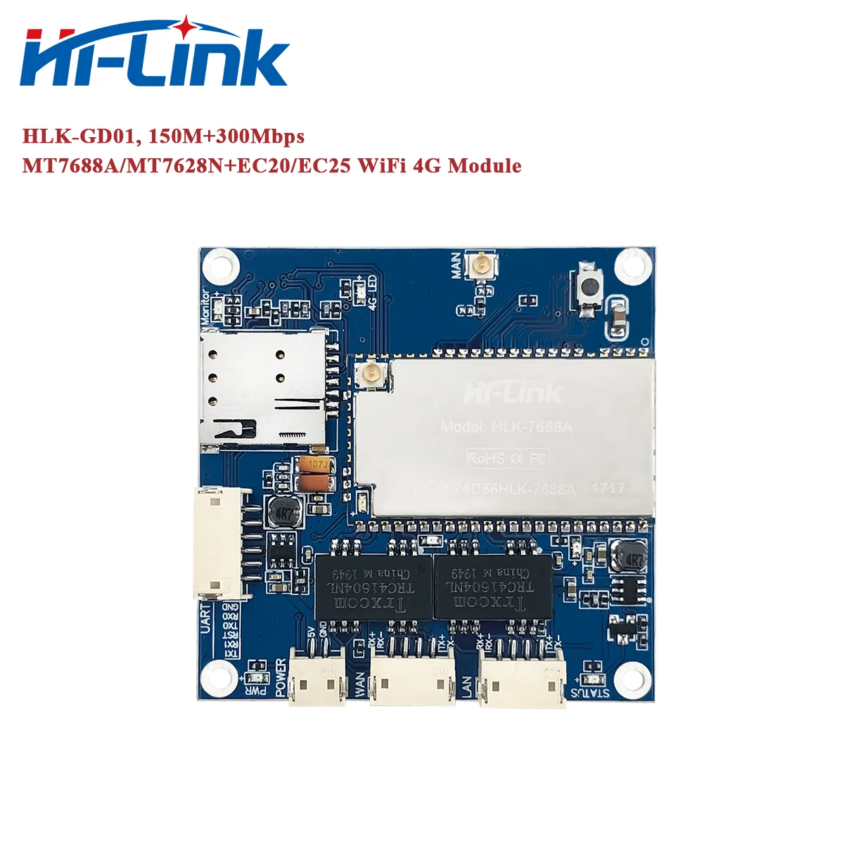 Модуль маршрутизатора HLK-GD01 MT7688A/7628N +EC20/EC25 4G LTE WiFi 4
