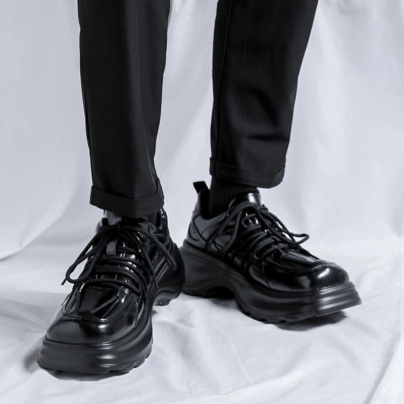 Мужская Обувь из натуральной кожи С Квадратным носком в Британском Стиле, Деловые Кожаные туфли на толстой подошве, Банкетная Официальная Обувь, Мужские Лоферы 1