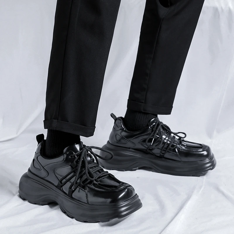 Мужская Обувь из натуральной кожи С Квадратным носком в Британском Стиле, Деловые Кожаные туфли на толстой подошве, Банкетная Официальная Обувь, Мужские Лоферы 2