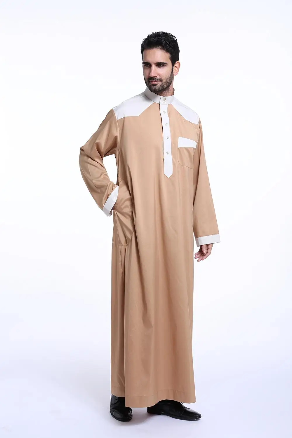 Мусульманская Исламская одежда Мужчины Джубба Тобе Длинный Халат Саудовский мусульманин Рамадан Одежда Абайя Кафтан Джалабия Дубай Арабское Платье Традиционное 5