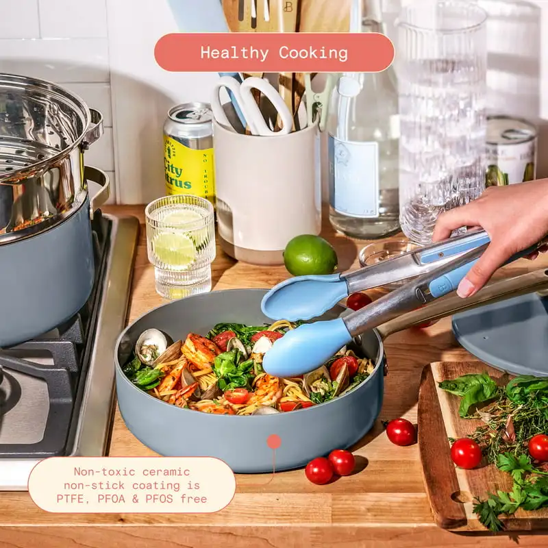 Набор керамической посуды с антипригарным покрытием василькового цвета от Drew Barrymore, Металлическая форма для выпечки, принадлежности и инструменты для выпечки круглых тортов 1