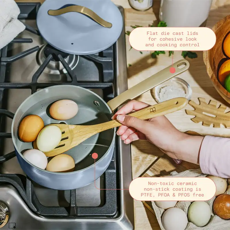 Набор керамической посуды с антипригарным покрытием василькового цвета от Drew Barrymore, Металлическая форма для выпечки, принадлежности и инструменты для выпечки круглых тортов 5