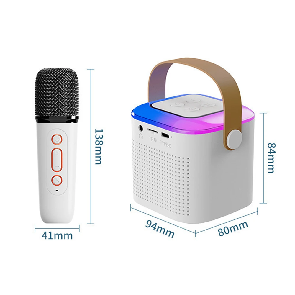 Новая Микрофонная Караоке-машина для Взрослых и детей, Сабвуфер, Портативная Bluetooth-Акустическая Система с 2 Беспроводными Микрофонами, Музыкальный Плеер 5