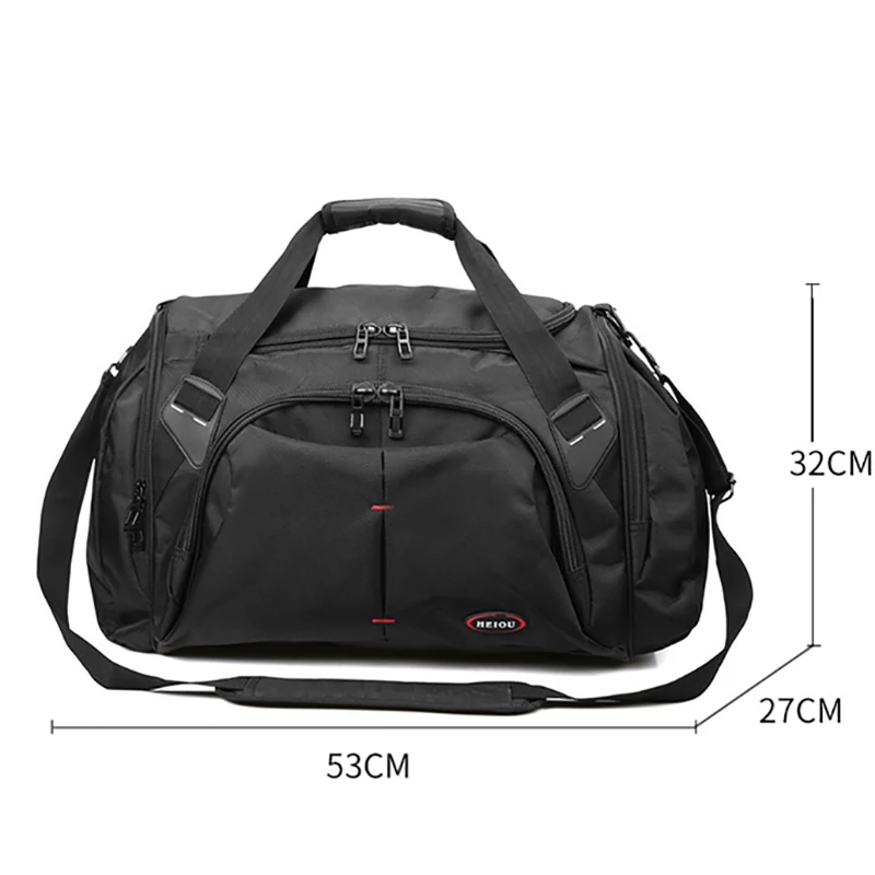 Новая Модная Мужская Спортивная сумка для активного отдыха С Карманом для обуви, Водонепроницаемая Оксфордская Дорожная сумка, Черная Сумка для багажа Большой емкости XA277F 2