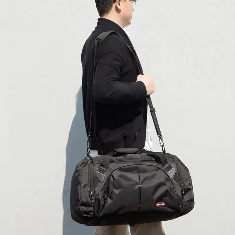 Новая Модная Мужская Спортивная сумка для активного отдыха С Карманом для обуви, Водонепроницаемая Оксфордская Дорожная сумка, Черная Сумка для багажа Большой емкости XA277F 3