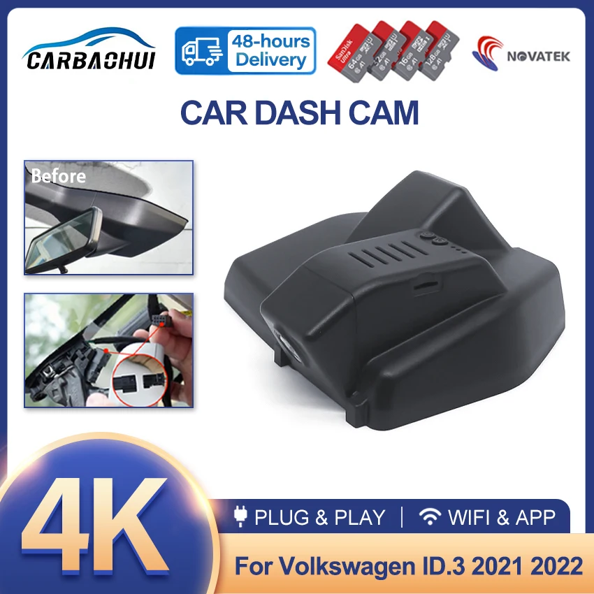 Новый Автомобильный видеорегистратор 4k 2160p, Видеорегистратор Plug and play, регистратор, Камера HD Ночного видения Для Volkswagen VW ID.3 ID3 2021 2022 DashCam 0