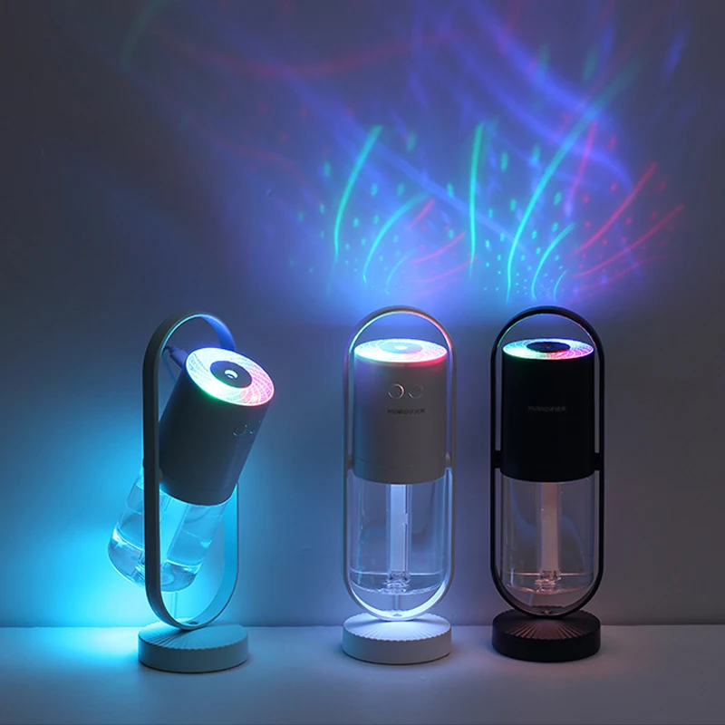 Новый Вращающийся Увлажнитель воздуха с ароматическим диффузором эфирного масла, USB-устройство для создания холодного тумана со светодиодной ночной проекцией для домашнего офиса 1