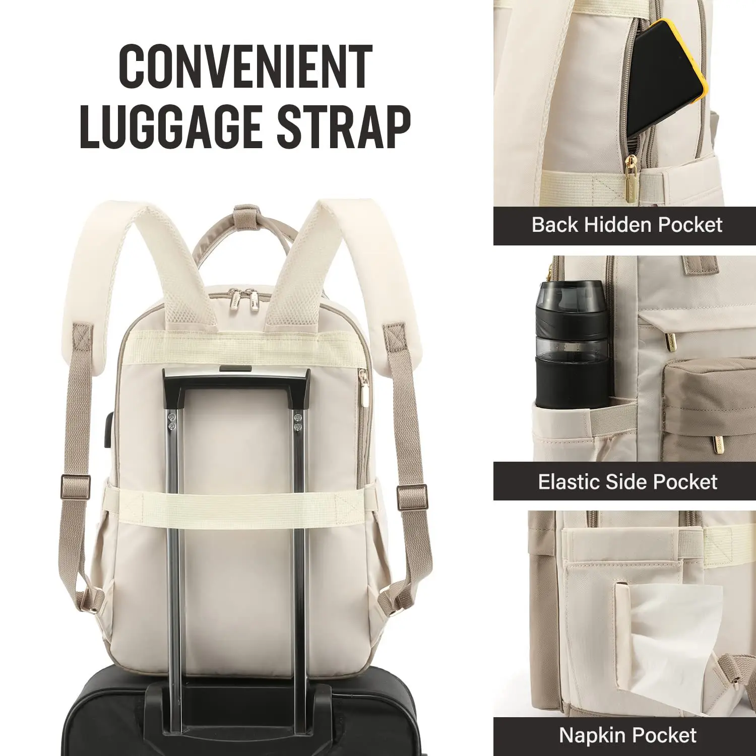 Новый женский модный рюкзак большой емкости с USB-портом для зарядки, рюкзак для ноутбука, портативная дорожная сумка, школьный ранец 4