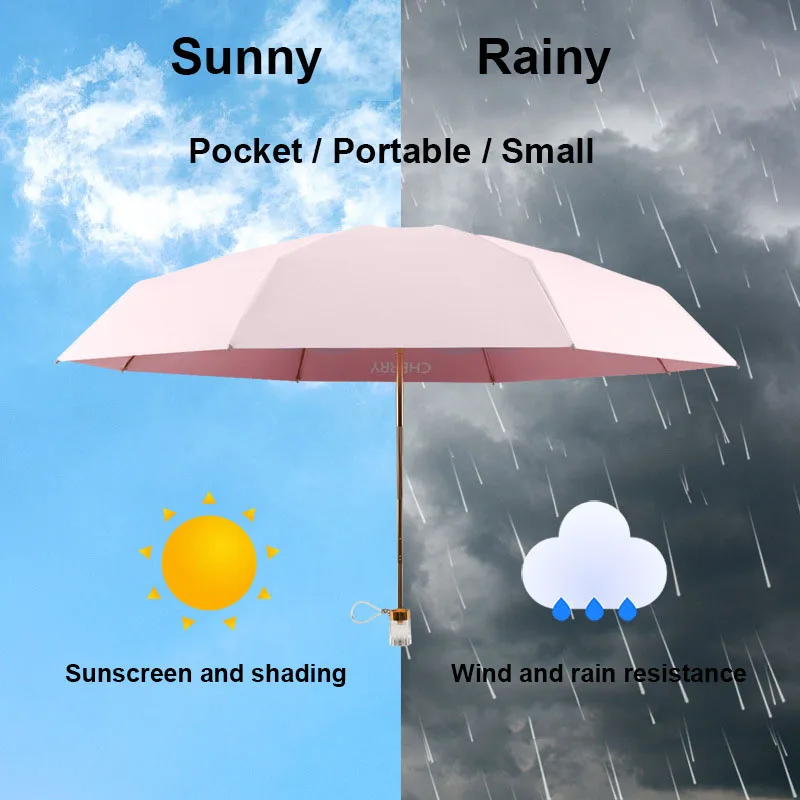 Новый милый Мини-зонтик для женщин, летние зонты с УФ-защитой, Портативный уличный карманный зонтик от Солнца, зонт с цветным покрытием для девочек 1
