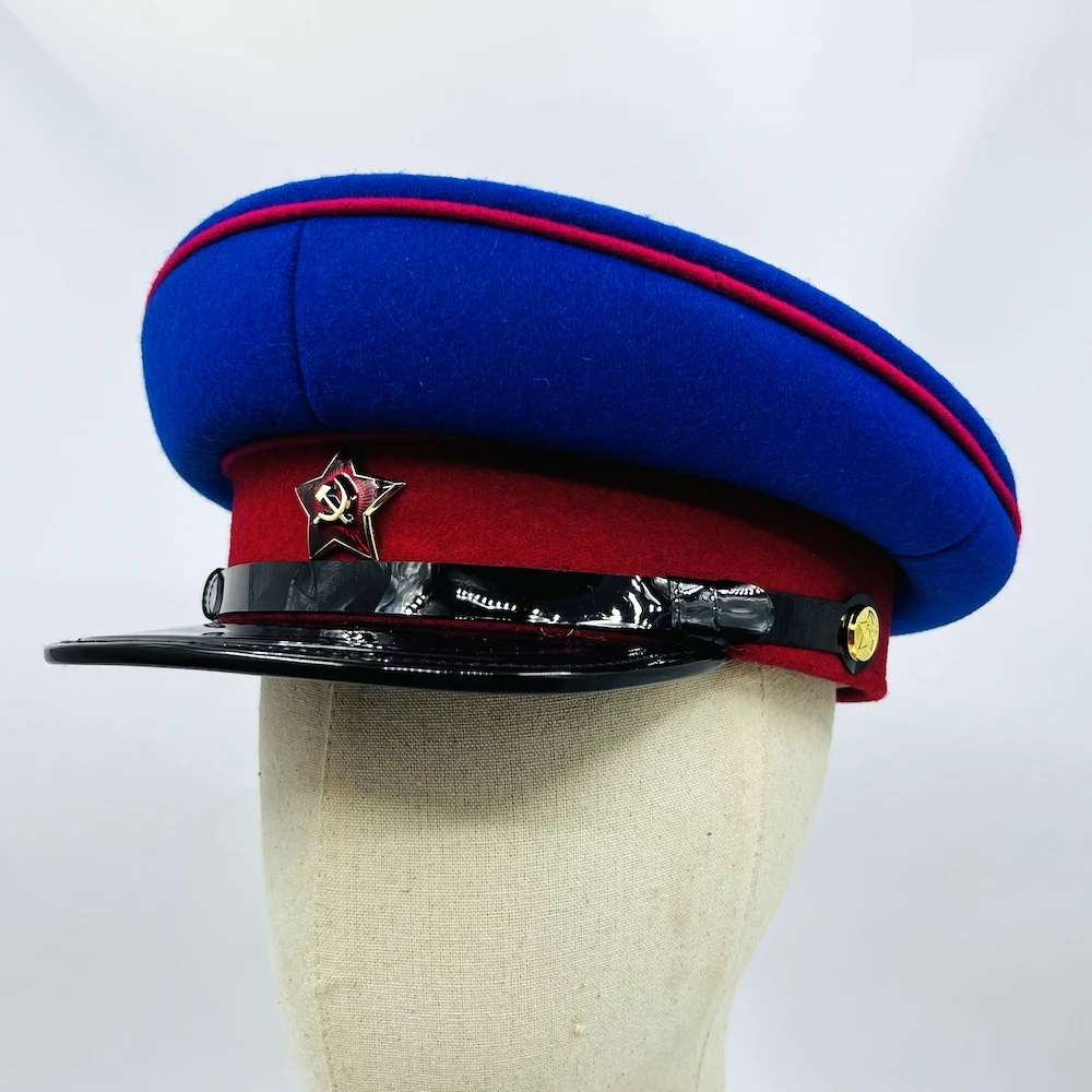 Офицерская фуражка Советского Союза, мужская синяя шляпа НКВД, Винтажная военная 0