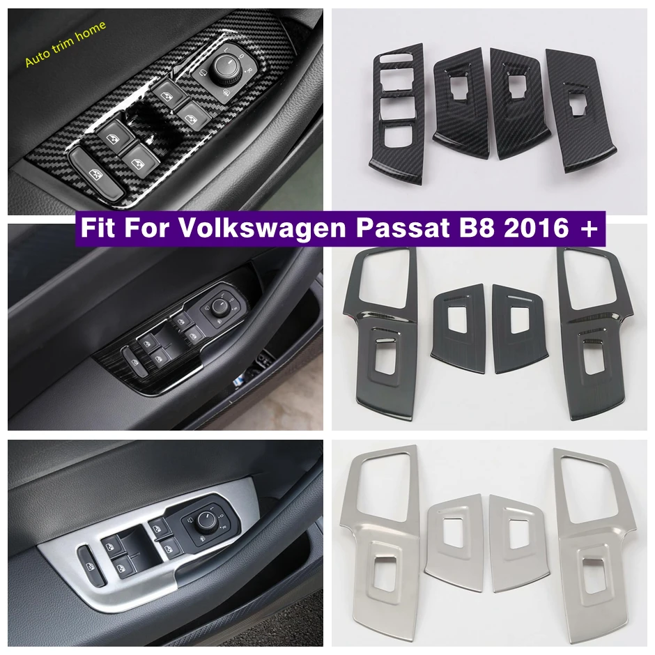 Панель Переключателя Управления Стеклом Из Углеродного Волокна, Стеклянная Кнопка Подъема Подлокотника, Накладка Крышки Управления Для Volkswagen Passat B8 2016-2023 0