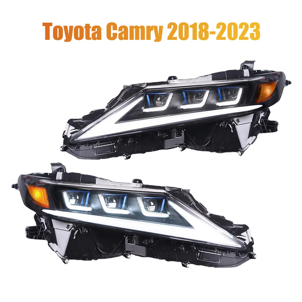 Пара автомобильных фар В сборе для Toyota Camry 2018-2023 Автомобильный передний фонарь Plug & Play Автоматическая светодиодная система налобных фонарей 1