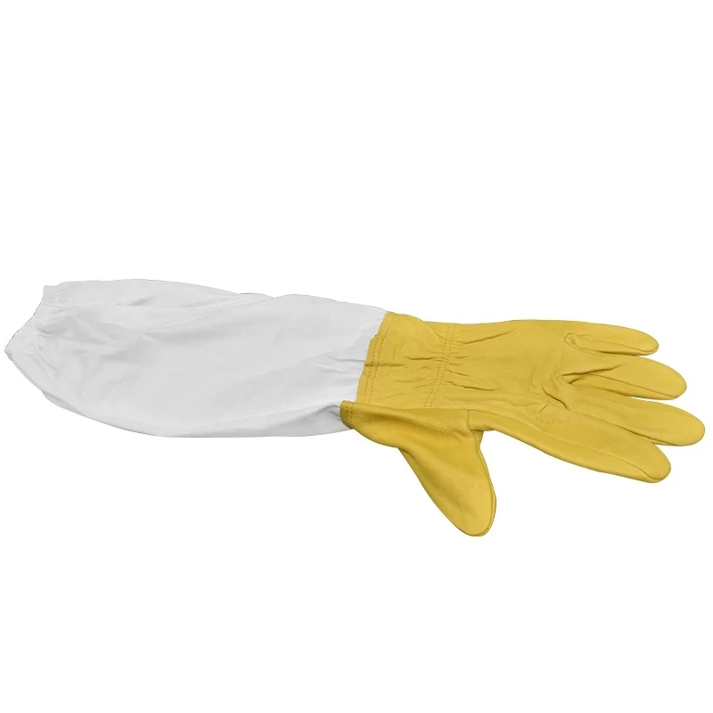 Перчатки для пчеловодства Защитные рукава дышащая желтая сетка белая овчина и ткань для пчеловодства Перчатки для пчеловодства 1