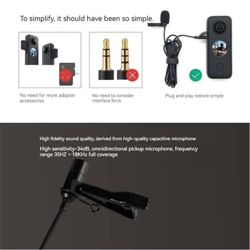 Петличный микрофон Type-c, совместимый с одним внешним микрофоном для записи Hifi X2/x3, аксессуары для камеры 2