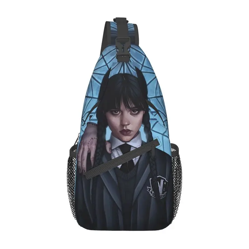 Повседневная сумка-слинг Wednesday Addams для путешествий, мужской рюкзак через плечо в готическом стиле для девочек, рюкзак на плечо 1