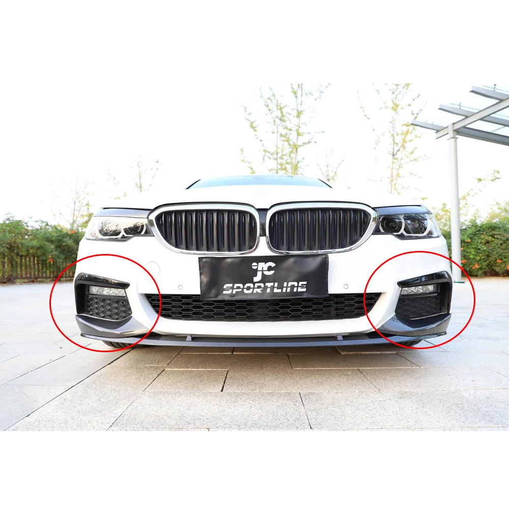 Разветвители Спойлера Переднего Бампера из Углеродного волокна для BMW 5 Серии G30 G31 M Sport 2017-2020 4