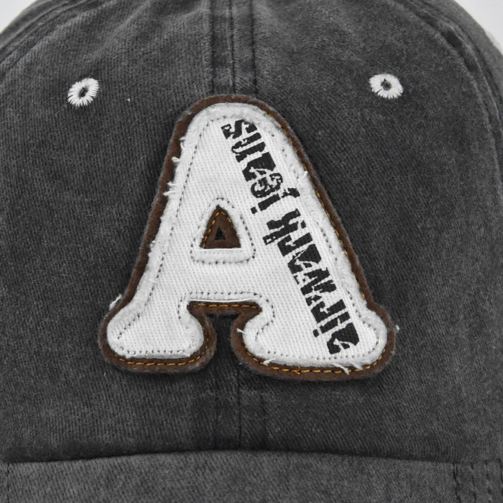 Ретро Бейсбол Cap Солнце шляпа промывают джинсовая бейсболка письмо дизайн весна осень Спорт бейсбол кепки хип-хоп установлены кепки 4