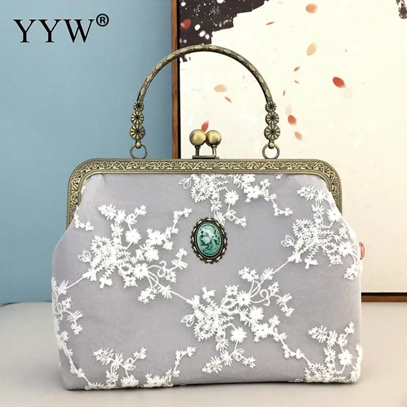 Ретро кружевная сумка в китайском стиле, портативная маленькая сумка, Элегантная однотонная сумка для ручной работы в китайском стиле для женской свадьбы или вечеринки 3