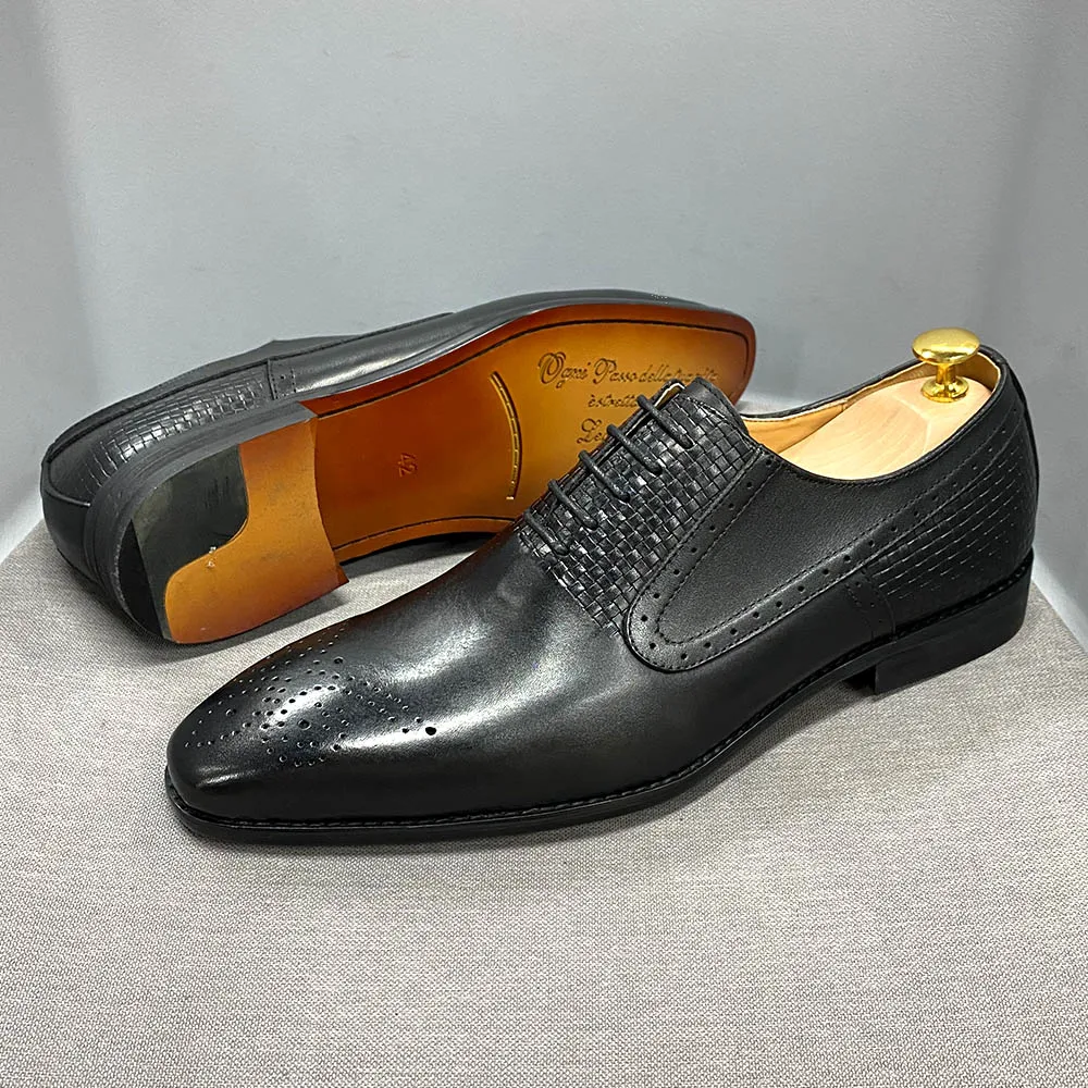 Роскошные брендовые мужские туфли-оксфорды, Модные Зеленые Черные мужские модельные туфли из натуральной кожи на шнуровке, Свадебные офисные деловые официальные туфли 2
