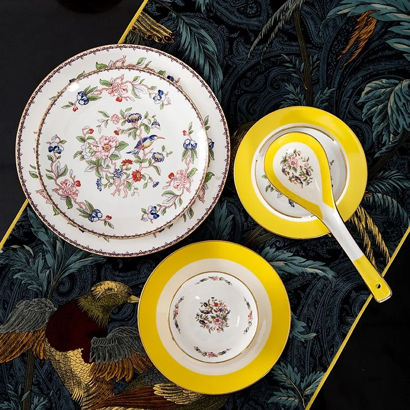 Ручная роспись эмалью цвета Цзиндэчжэнь, посуда из костяного фарфора из Пномпеня, высококачественная миска и набор блюд в подарок 2