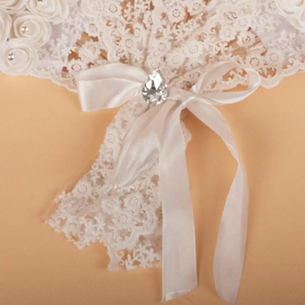 Ручной веер невесты, Кружевные веера с розами, нескладываемый веер, принадлежности для свадебной вечеринки, реквизит для фотосессии, танцевальное оформление свадьбы 4