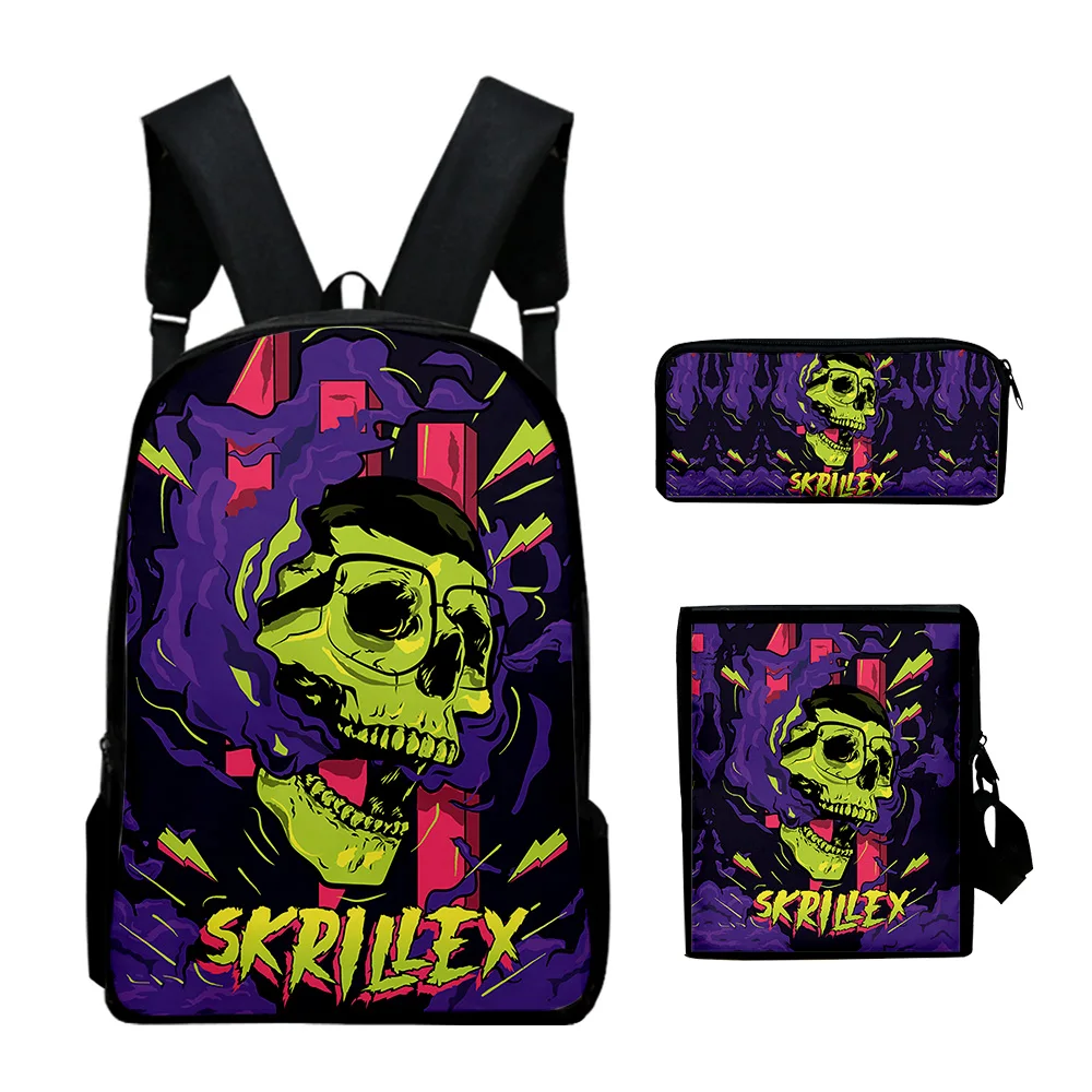 Рюкзак Skrillex DJ, комплекты из 3 предметов, сумки на плечо, рюкзак Унисекс, сумка на молнии, уникальная сумка для карандашей 1