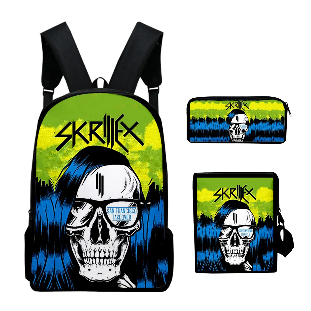 Рюкзак Skrillex DJ, комплекты из 3 предметов, сумки на плечо, рюкзак Унисекс, сумка на молнии, уникальная сумка для карандашей 4